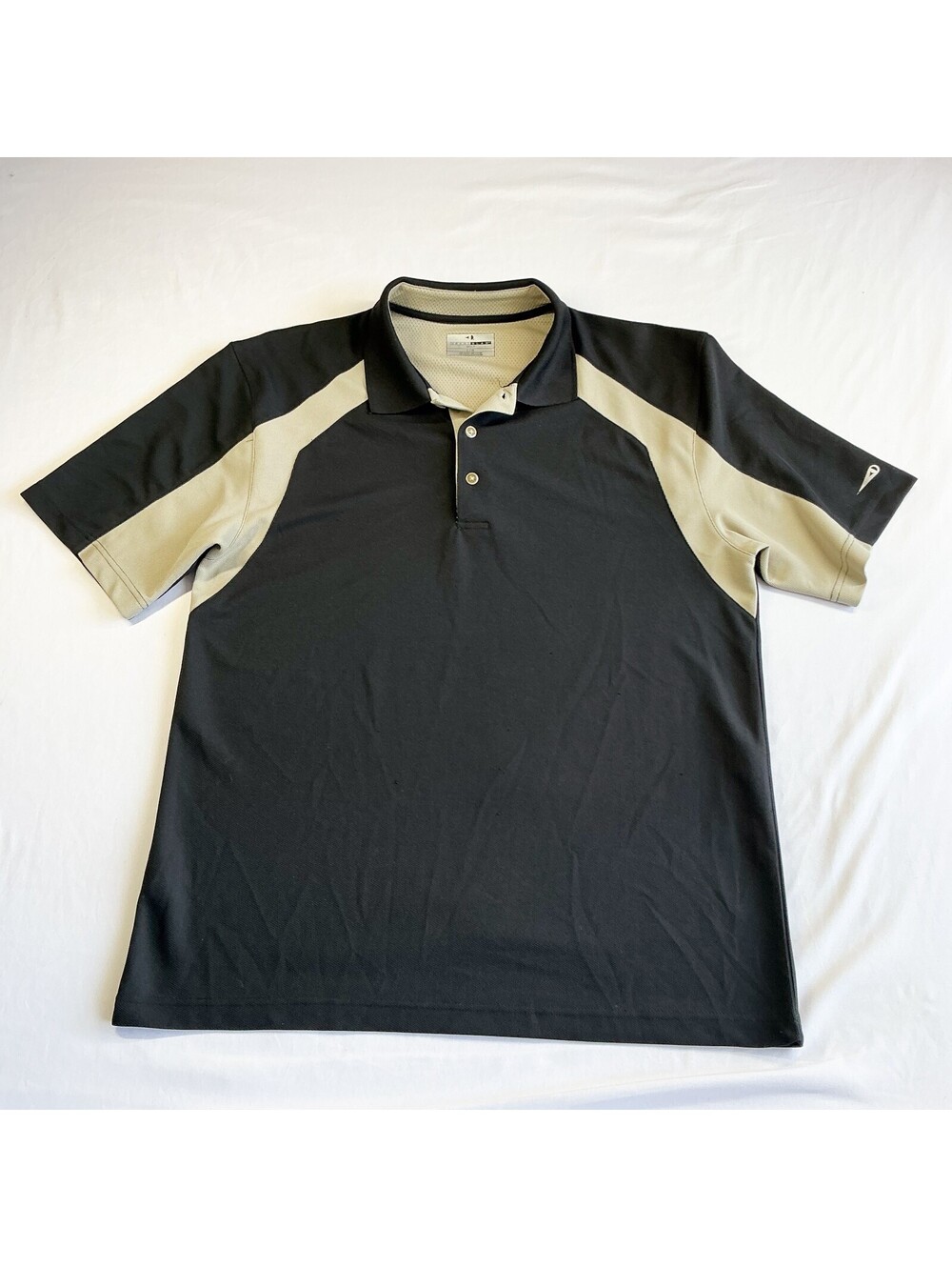 Grand Slam Golf Men's Black and Beige Short Sleeve Performance Polo Shirt L/G